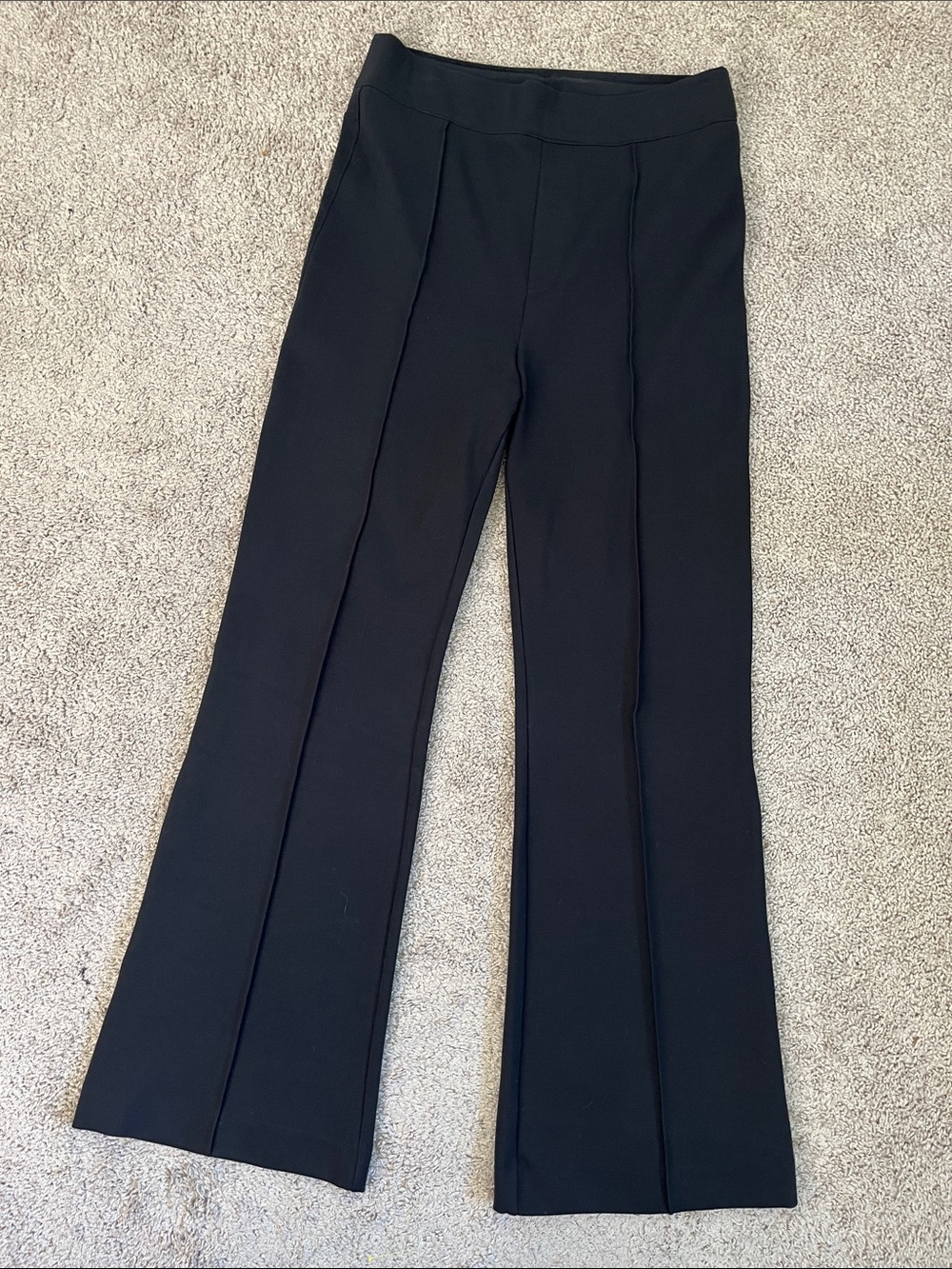 Spanx Black Ponte Stretch Pull On High Rise Flared Pants L Inseam 32 Office